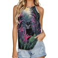 thumbnail image 1 of Cat Moon Jungle Women's Summer Vest Round Neck Sleeveless Camisole Cocktail Vest, 1 of 6