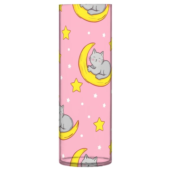 Cat Moon Pattern Vase Flower Vase Clear Unbreakable Plastic Tall Decorative 11.8in