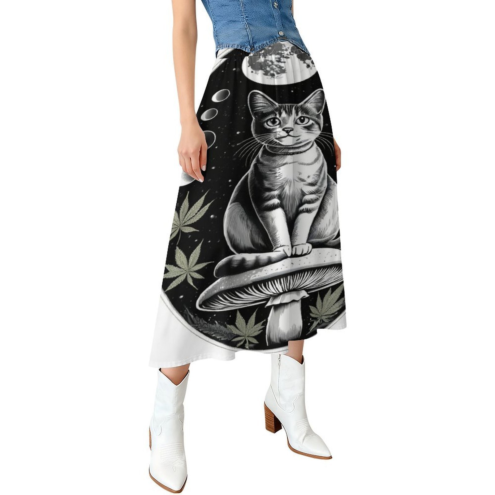 MIDI SKIRT WITH SAFE SEX TATTOO PRINT