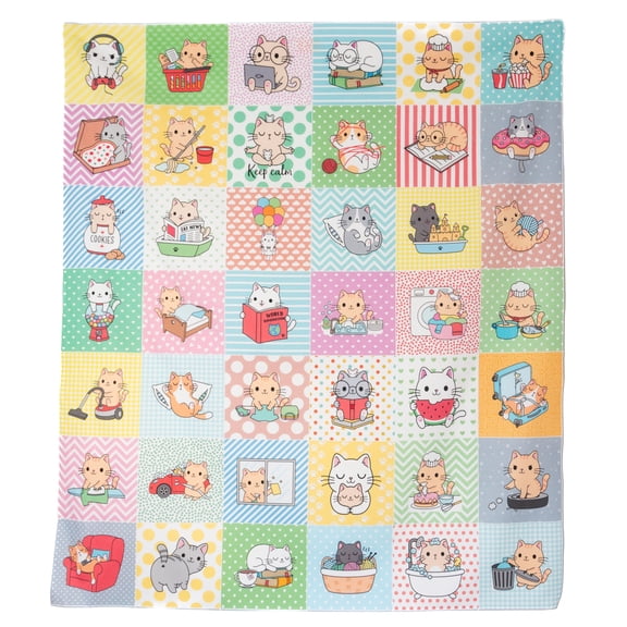 Cat Motif Fabric Panel 36x31 Inches 42 Unique Designs 100% Cotton Quilting Fabric