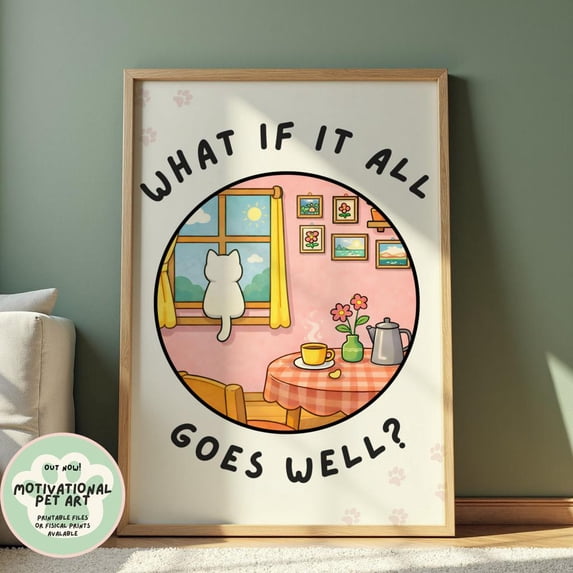 Cat Motivational What If It All Goes Well Positive Quote Cozy Cat ...