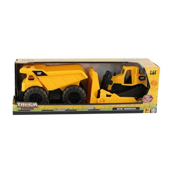 Cat Motorized Items CAT82087 Cat Mini Worker Dump Truck & Bulldozer, 2 Pack