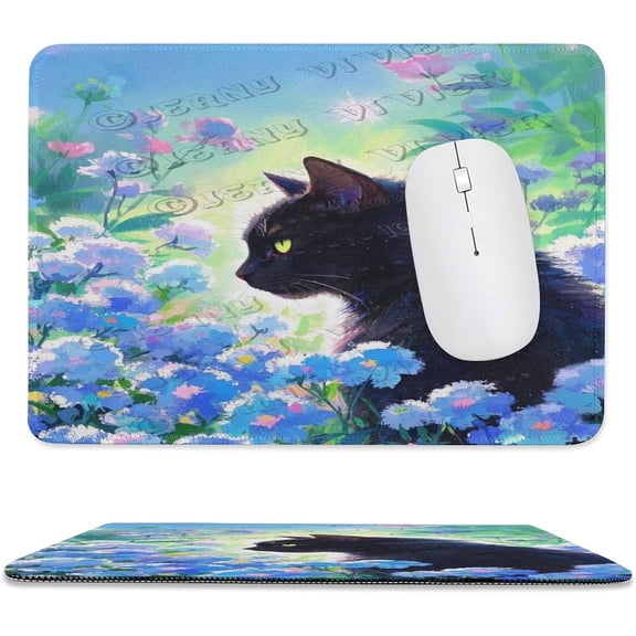 Cat Mouse Pad 8x10 in Size, Stitched Edges Computer Mouse Pad with Smooth Cloth Surface, Cute Cat Artwork for Office Desk Accessories