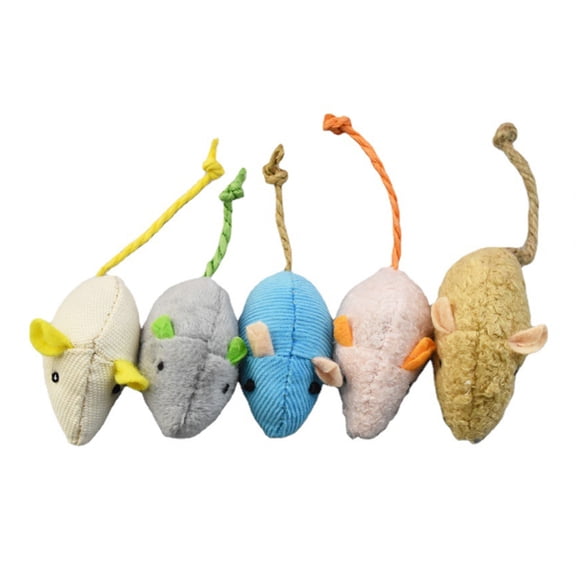 Cat Mouse Toy Set 5 Pcs Plush Mouse Cat Toy Set Stuffed Mice for Chewing Teeth Colorful Indoor Cat Playtime Toys Handmade Vibrant Kitten Adult Cat