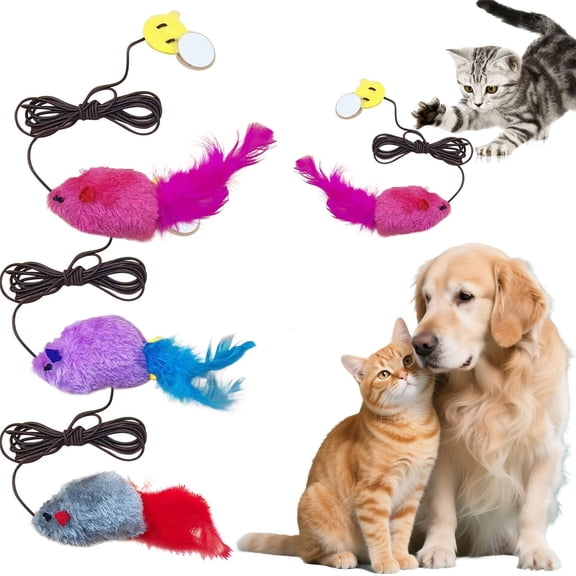 Cat Mouse Toys,Faux Fur Cat Mice Toys with Plastic Body, Interactive Catnip Toys for Indoor Cats,Perfect for Kittens, Cats, And Puppies! #033, Grey