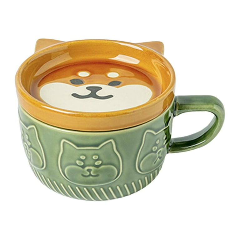 Cat Mug Cat Cup Kawaii Cup Ceramic Coffee Mug with Lid Tea Cup with Lid Cat Mugs for Cat Lovers Unique Novelty Cup Aesthetic Cat Gifts for Cat Lovers