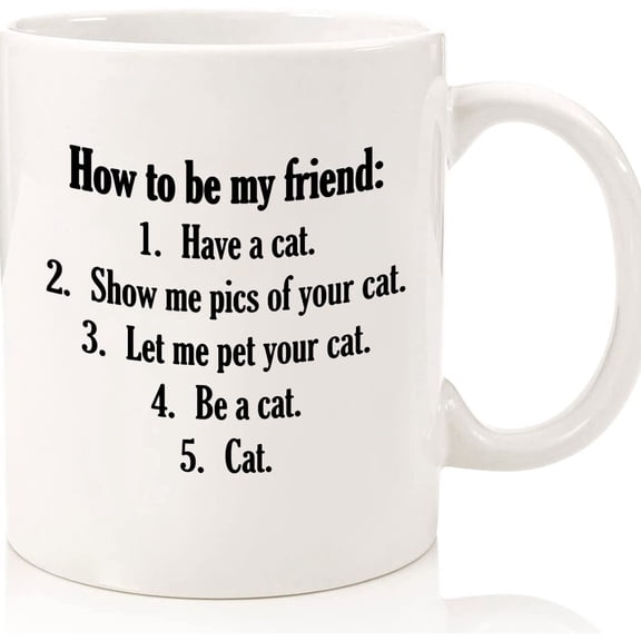 Cat Mug Funny Best Cat Lover Coffee Cup For Dad, Mom, Son, Daughter How To Be My Friend Cheap Funny Gift Large Or Small Cat Coffee, Ceramic Novelty Coffee Mugs 11oz, 15oz Mug, Tea Cup, G