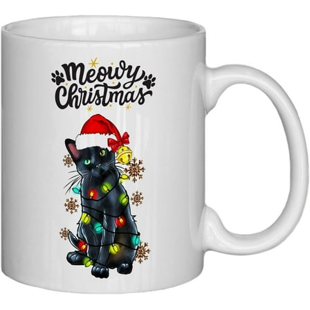 Cat Mug,Meowy Christmas Mug Cat Coffee Cup for Xmas Gift,Gifts for Men Women,Coffee Gifts for Women Mugs,Cat Lover Coffee Mug, Cat Gifts For Cat Lover, Cat Cups 11oz