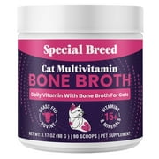 Cat Multivitamin with Grass-Fed Beef Bone Broth – Daily Supplement for Immune, Joint, Skin, Coat & Gut Health – Omega 3s, Lysine, Beta Glucan, Vitamins A-E, C, D – 90 Day Supply – No Fillers
