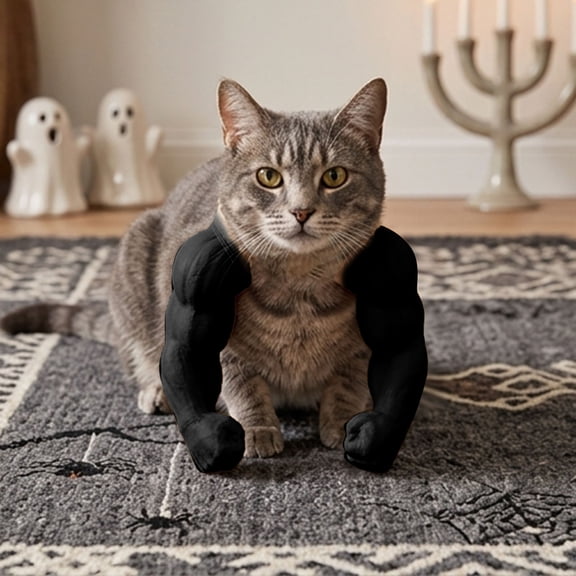 Cat Muscle Arms Costume, Funny 3D Printed Cat Shoulder Outfit With Big Hands, Lightweight Neck Hanging Cosplay Photo Prop