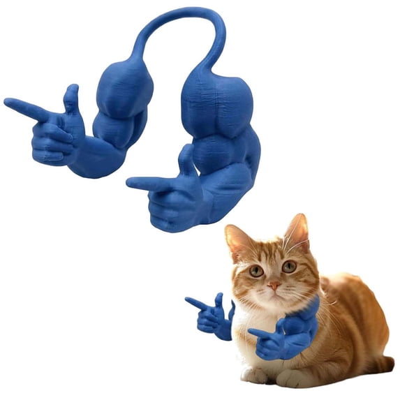 Cat Costume, Cat Muscle Arms, Halloween Costumes for Cats, 3D Printed Cat's Neck Arms with Muscle for Pet Cosplay, Birthday Party, Costume Accessories, Lightweight Design, Blue