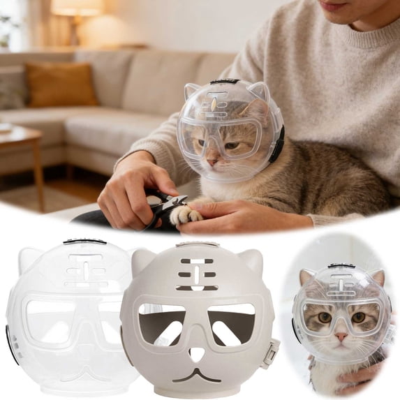 Cat Muzzle Cat Head Cover for Nail Clipping Cat Head Bubble for Grooming Pet Accessories for Bathing Washing Trimming Clipping Veterinary Visits Traveling