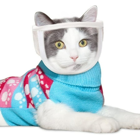 Cat Muzzle for Grooming, Breathable Transparent Adjustable Cat Face Guard, Pet Muzzle for Nail Trimming and Bathing, Cat Mouth Cover to Prevent Mutual and Biting for Small Medium Cats Medium
