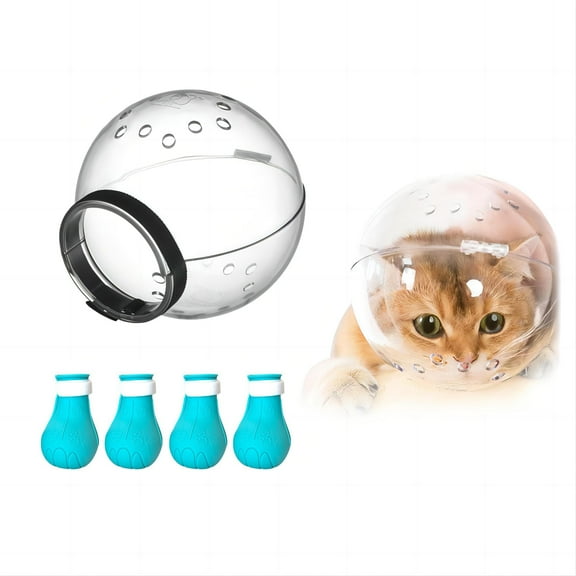 Cat Muzzle for Grooming & Bathing, Breathable Anti-Bite Transparent Face Mask Hood, Adjustable Pet Muzzle for Cats