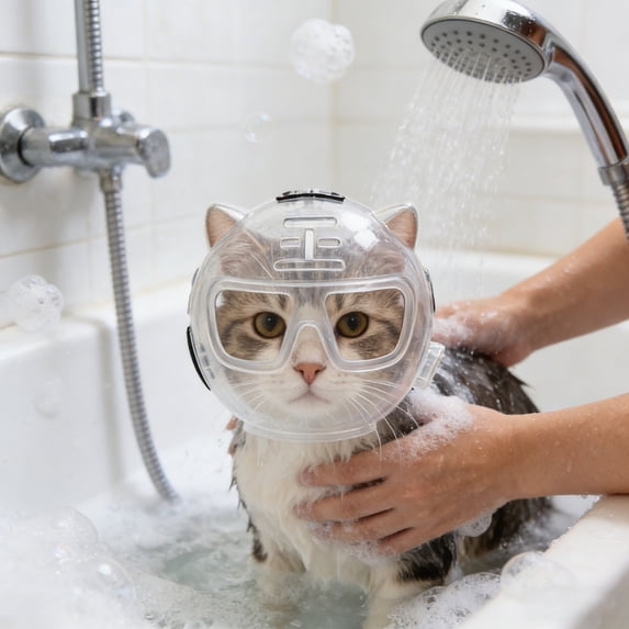 Cat Muzzle for Grooming Breathable Cat Muzzle Adjustable Hood Anti Bite Muzzles for Pet Bathing,Taking Injectionsï¼M