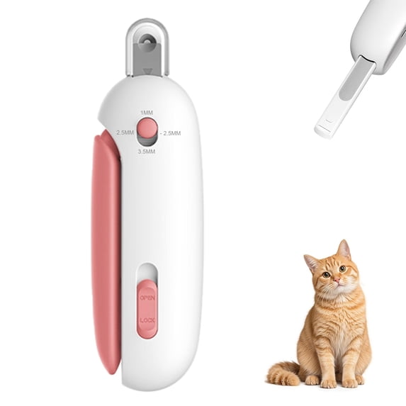 LWVITH Cat Nail Clipper with Adjustable 3-Size Trimming Hole & Hidden Nail File | Safe Toenail Trimmer for Kittens & Indoor Cats | Anti-Splash Claw Cutter for Grooming