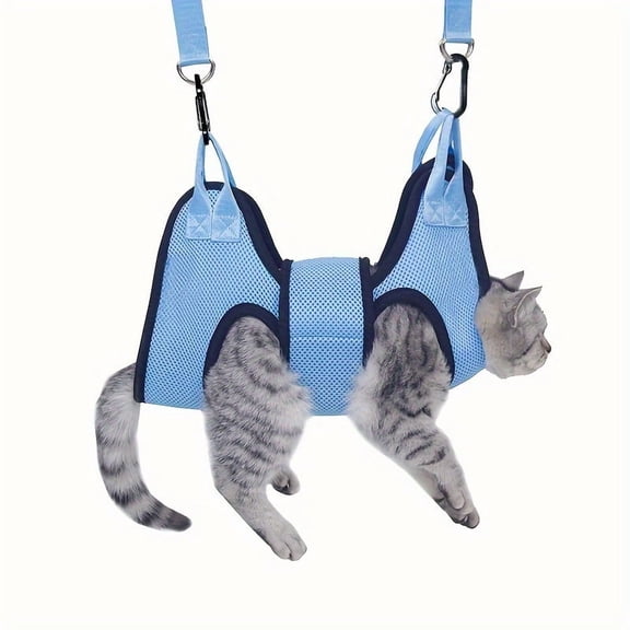 Cat Nail Clipping Hammock, Adjustable Cat Grooming Restraint Bag for Nail Trimming, Bathing, Medication and Pet Care, Anti-Scratch Safety Hammock