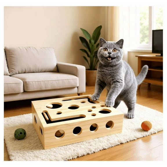 Cat Nail File Box with Bell Ball & Sandpaper Inside, Gift for a Cats That Hates Having Its Nails Trimmed, Cat Scratch Puzzle Enrichment Box, Nail File Stress Free Alternative (3Pcs Balls)