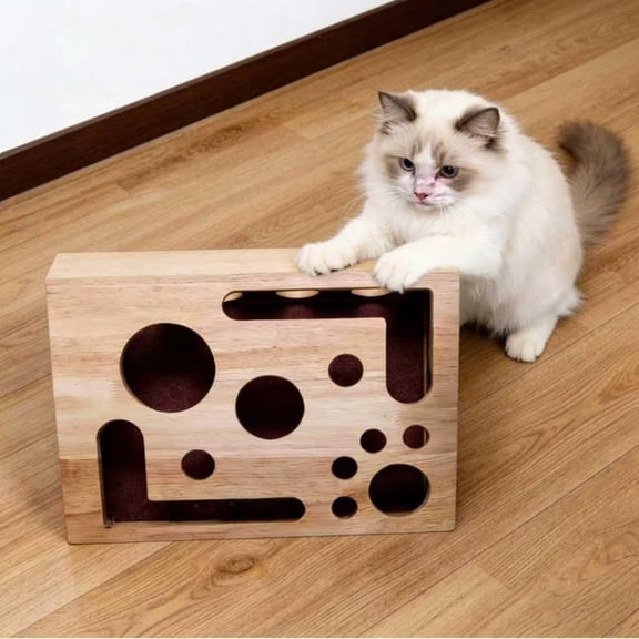 Cat Nail File Box, Cat Scratch Puzzle Enrichment Box with Scratcher, Stress Free Grooming to Clippers and Grinders, Contains Sandpaper Inside, Sandpaper Inside for Indoor Cats Scratching