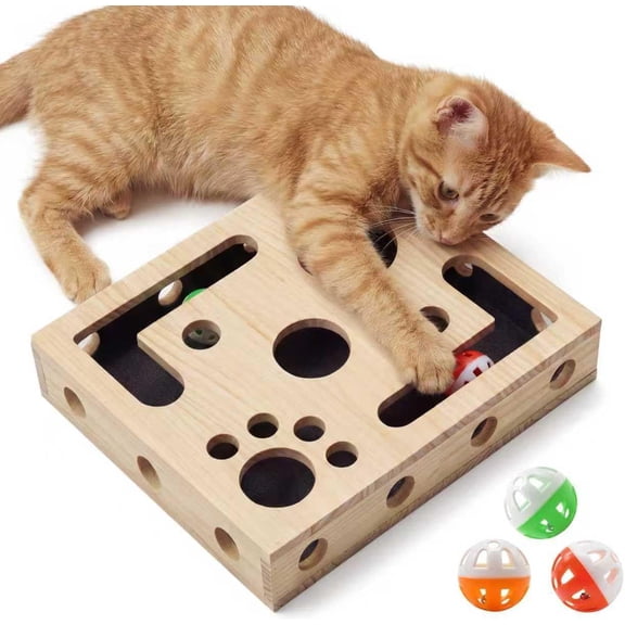 Cat Nail File Box with Interactive Cat Toys 2026 Cats Nail File Enrichment Box Scratch Puzzle Toy for Indoor Cats, Natural Claw Care & Enrichment Activity with 3 Bell Ball(Random Color)