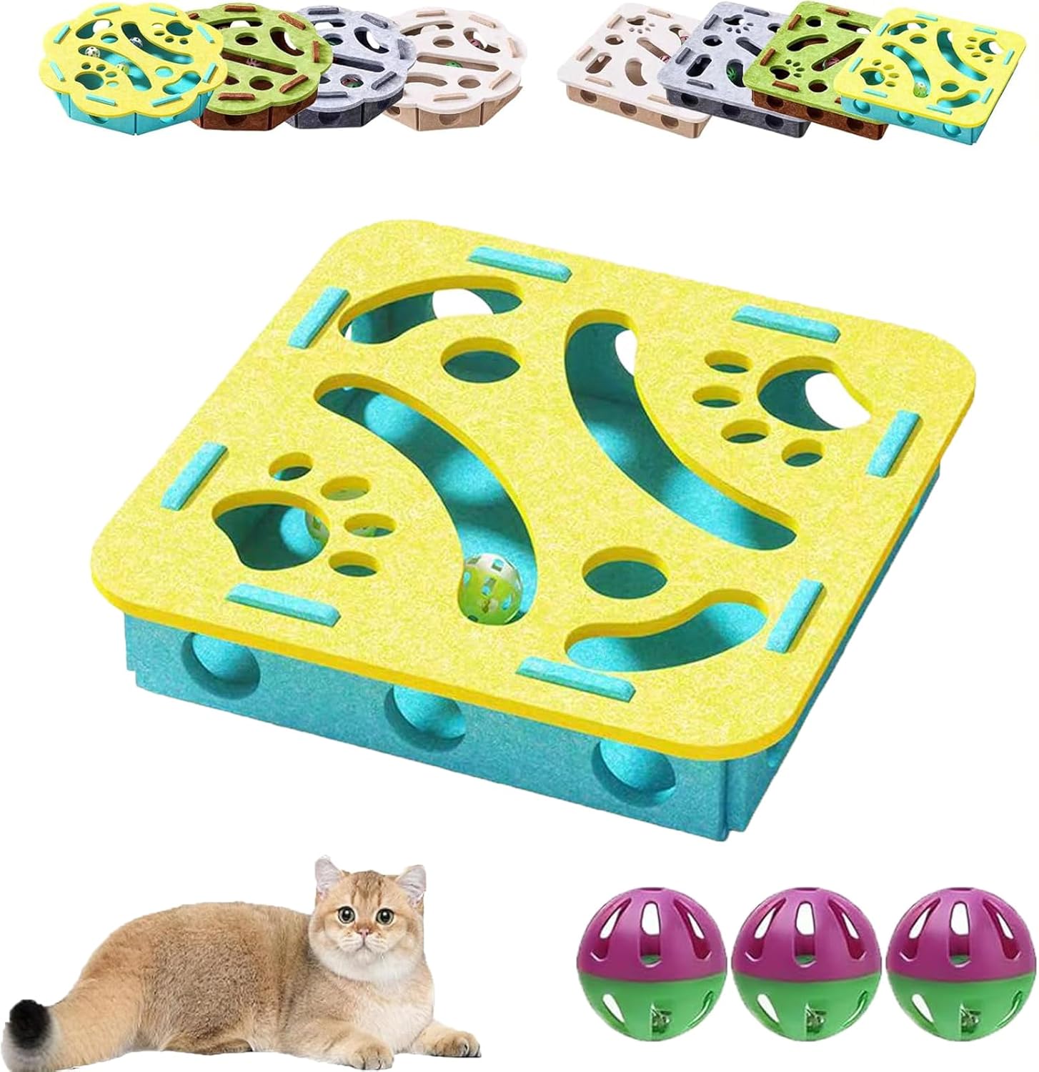 Cat Nail File Enrichment Box, Indoor Cats Felt Maze Box,Interactive Cat ...