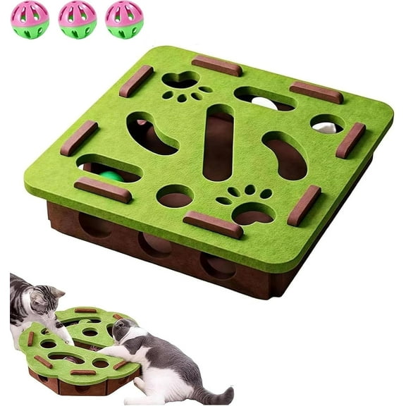 Cat Nail File Enrichment Box with Sandpaper Inside, Interactive Cat Toys Scratch Pad Box with 3 Bells, Stress Free Alternative to Clippers for Indoor Cats