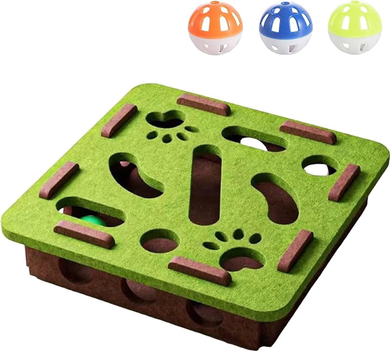 Scratch Boxes Cat Nail File & Scratch Box Enrichment Puzzle Toy with Bell, for Indoor ...