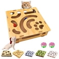 thumbnail image 1 of Cat Nail File Scratch Enrichment Box - Cat Scratch Puzzle Enrichment Box Nail File Stress Free Alternative to Clippers and Grinders, Interactive Cats Toy Puzzle Toys with 2 Balls for Cats(Brown_S), 1 of 7
