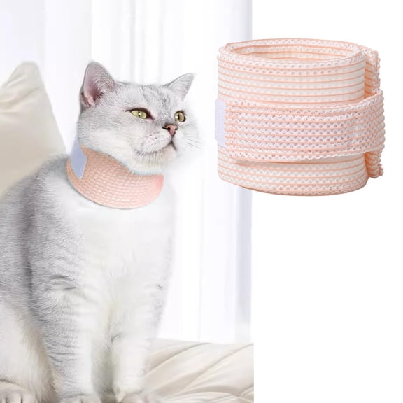 Cat Neck Brace Cover - Breathable & Adjustable Elizabethan Collar for Post-Surgery Recovery Anti-Scratch Anti-Lick Protection, Cervical Cone for Small Medium Large Dogs Puppies Kittens (Small,Pink)