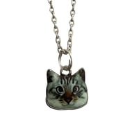 Cat Necklace Cutout Design Gray Kitten Charm Pendant