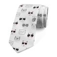 thumbnail image 1 of Cat Necktie, Cool Hipster Sunglasses, Dress Tie, 3.7", Black White Pink, by Ambesonne, 1 of 3