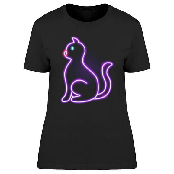 Cat Neon Sign T-Shirt Women -Image by Shutterstock, Female x-Large