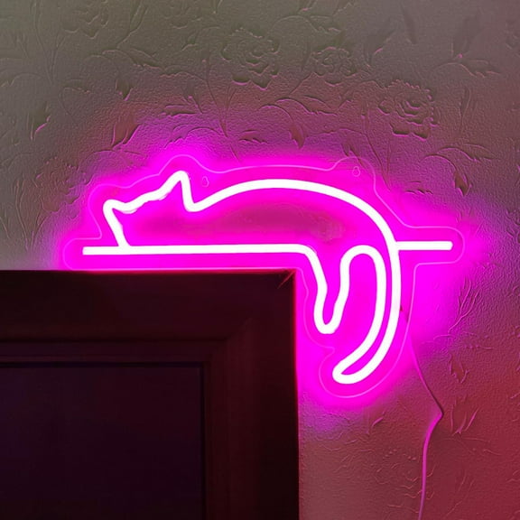 Cat Neon Signs for Wall Decor 15.7"x 9.5" LED Neon Light with On/Off Switch USB Operated Neon Sign for Gamimg Room Kid Room Bedroom Decor