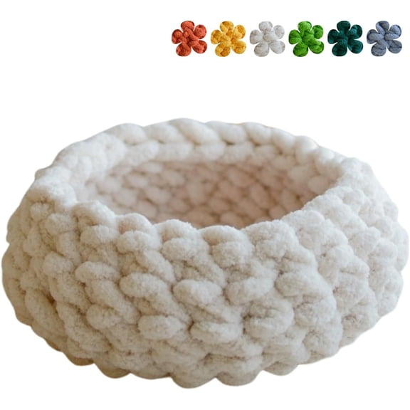 Cat Nest Bed - Premium Self Warming Handwoven Washable Extra Soft Round Cave House for Indoor Kitten & Kitty, Small & Large (Cloud White,Medium)