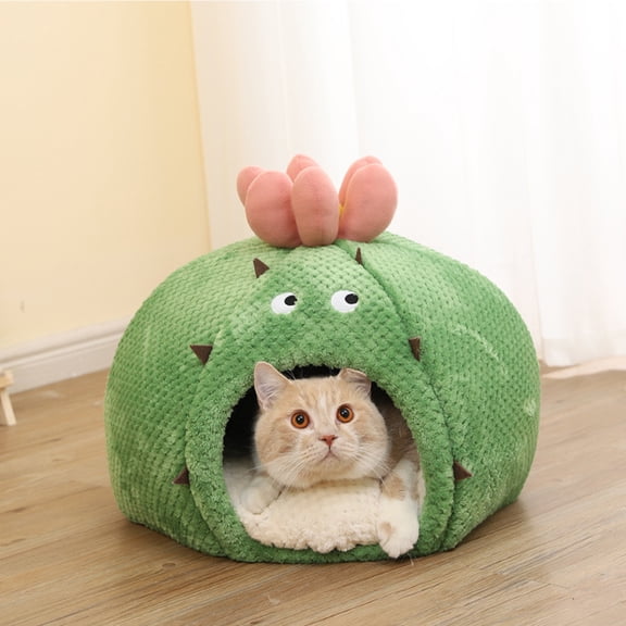 Cat Nest Cactus-Shaped Cat House Comfortable Short Plush Semi-Enclosed Cat Nest For Cat And Dog Nest