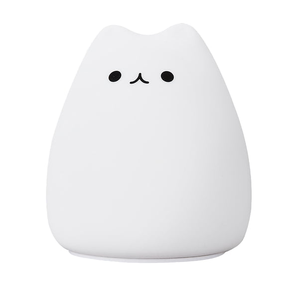 Cat Night Light Lamp, Cute Nursery 7 Color Changing Kids Night Light with Tap Control, Battery Powered Squishy Silicone Soft Nightlight Gifts for Baby Girls Boys Children Toddler