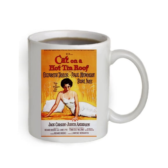 Cat On A Hot Roaf Movie poster Coffee Mug, 11oz. (The photo is printed on both sides of the mug. #METT02