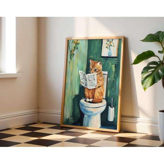 Cat On Tet Wall Art Print, Unframed Paper Poster 8x10in