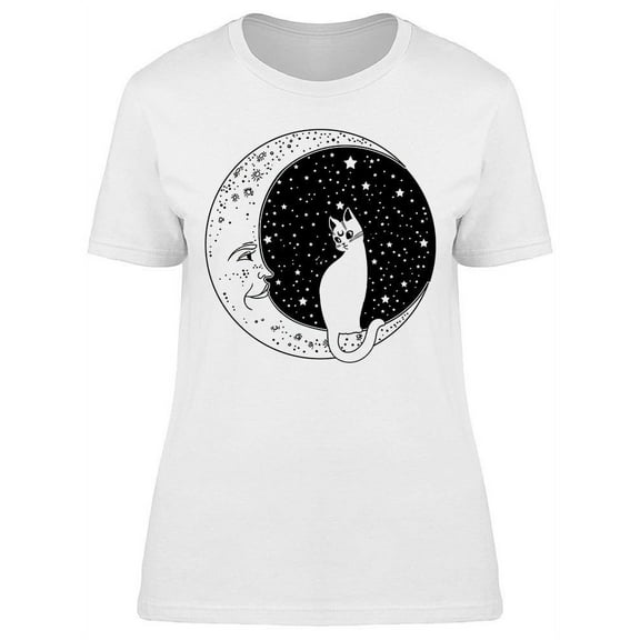 Cat On The Moon T-Shirt Women -Image by Shutterstock, Female Medium
