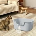thumbnail image 1 of Cat Open Top Pet Litter Tray Cat Litter Container Cat Sandbox Splashproof High Sided Cat Litter Tray for All Kinds of Cat Litter Gray, 1 of 8