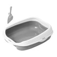 thumbnail image 1 of Cat Open Top Pet Litter Tray Cat Sand Box Container Semi Enclosed with High Side Durable Kitty Litter Pan Potty Toilet for Rabbit Gray S 42x29x14cm, 1 of 7