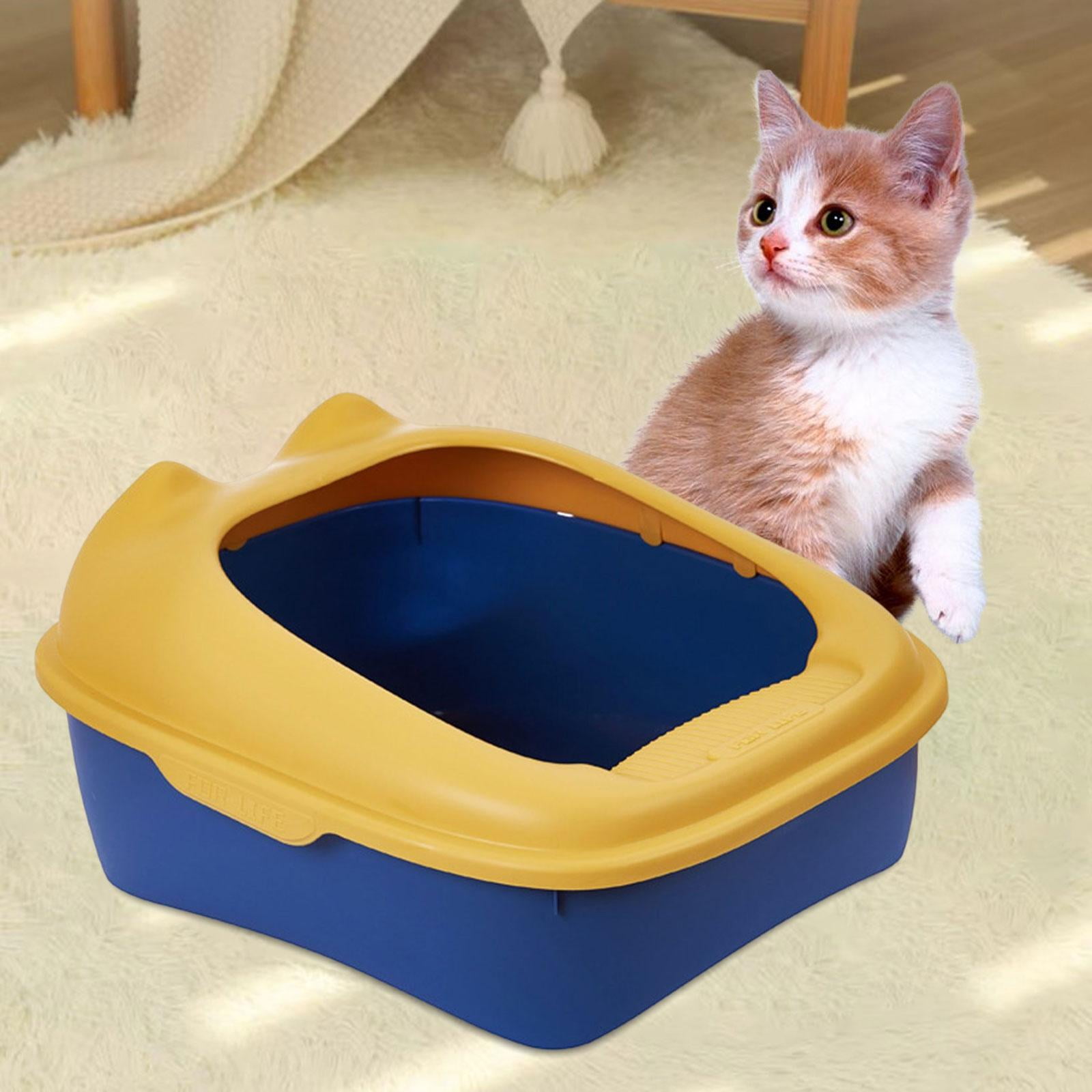 Cat Open Top Pet Litter Tray High Sided Sturdy Semi Enclosed Cat