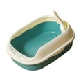 thumbnail image 1 of Cat Open Top Pet Litter Tray Portable High Sided Semi Closed Cat Sand Green, 1 of 8