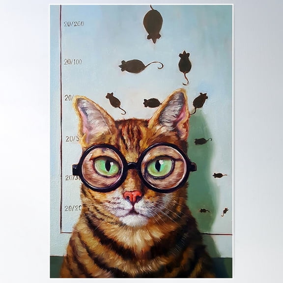 Cat Optometrist Poster Poster Wall Art, Modern Wall Decor For Living Room Bedroom, 12x18 UNFRAMED