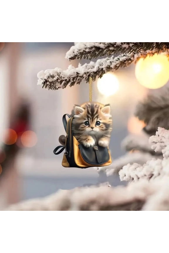 Cat Ornaments for Christmas Tree,Hanging Ornaments for Car Mirror Cat,Cute Cat Car Rearview Mirror Hanging Ornamen,Cat Charm Keychains Sweet Cute Pendant Ornament Keyring Backpack Decoration