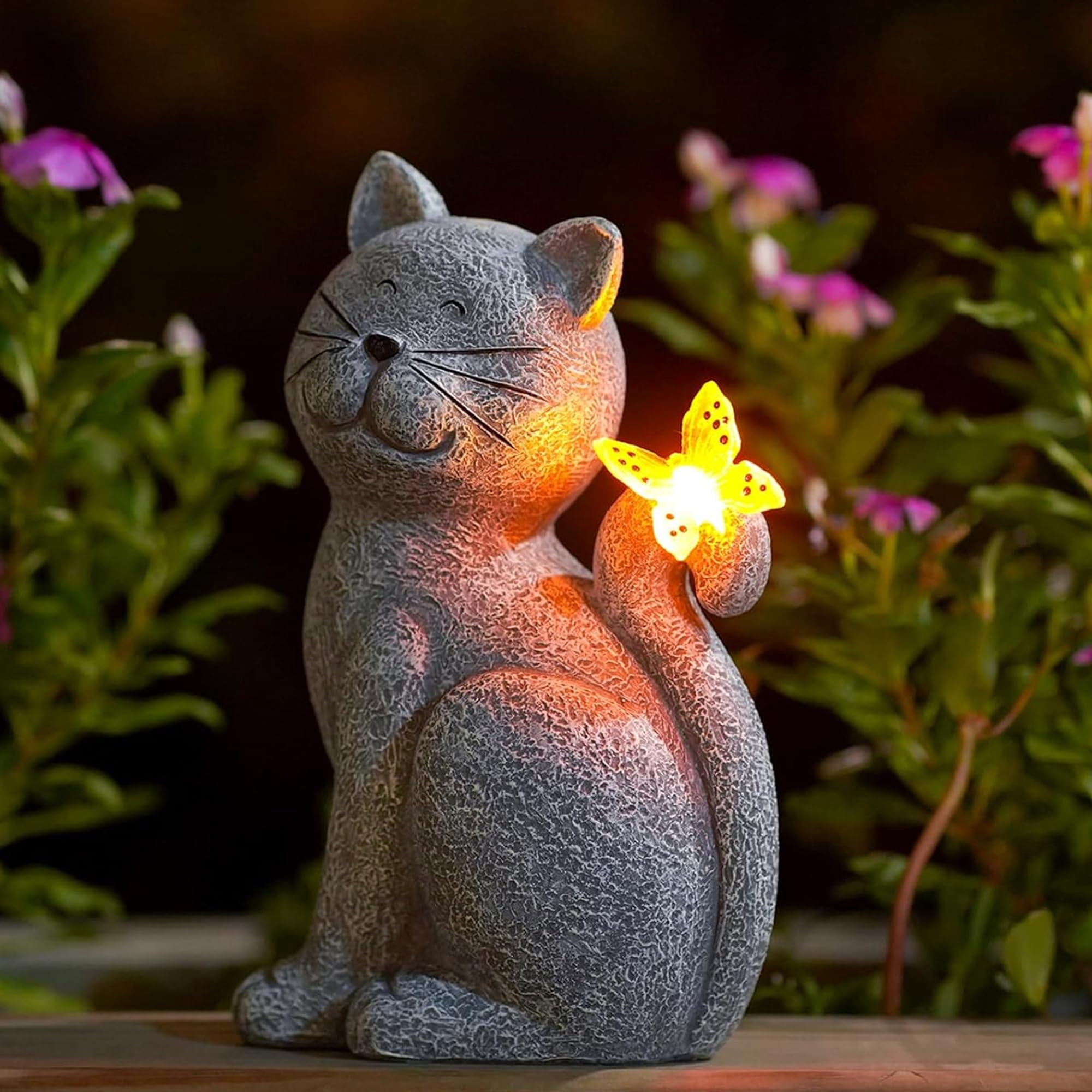 Cat Outdoor Statues For Garden: Outside Decor With Butterfly Clearance Yard Art Lawn Ornaments Porch Patio Balcony Home House - Gifts Mom Grandma Women