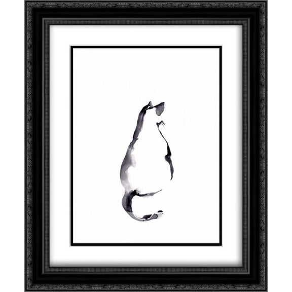 Cat Outline 2x Matted 20x24 Black Ornate Framed Art Print by Rodionov, Sophia
