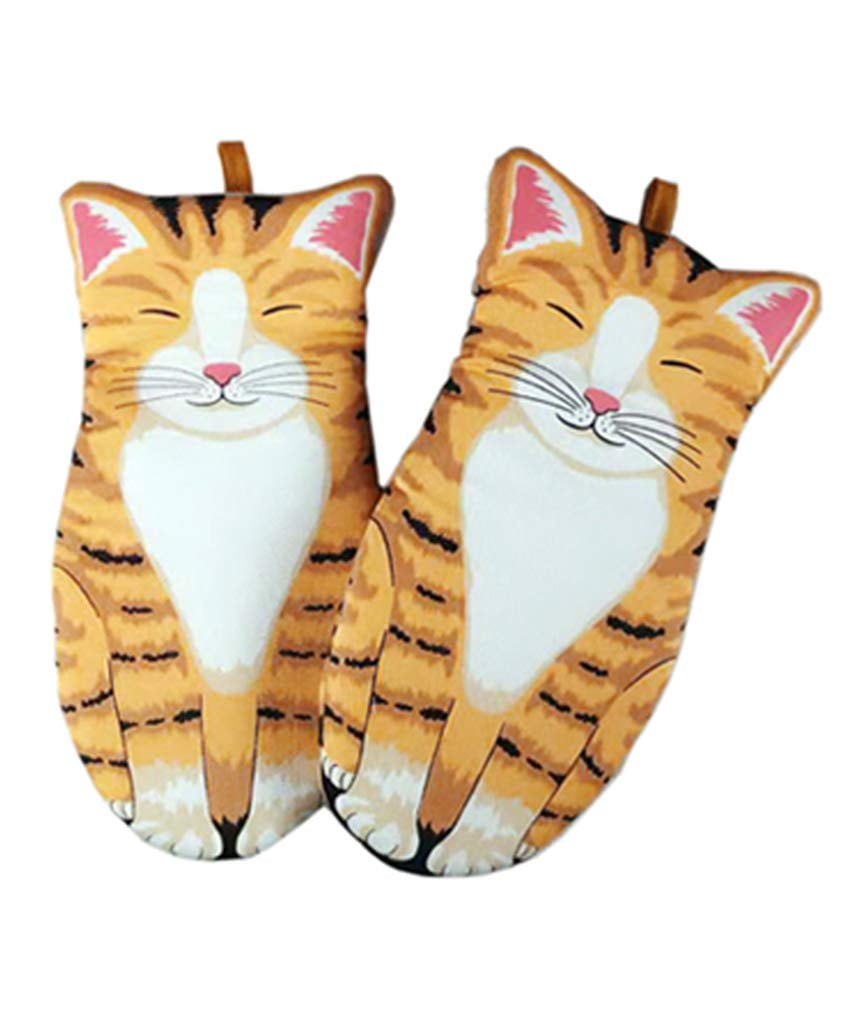 Cricket & Junebug Oven Mitts Cat Paws - Grey and Pink