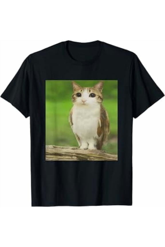 Cat Owl Funny Cursed Internet Trendy Meme T-Shirt