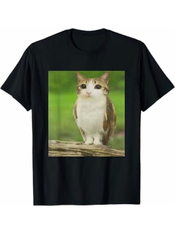 Cat Owl Funny Cursed Internet Trendy Meme T-Shirt